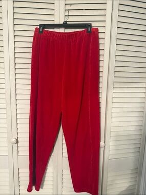 Sag Harbor Red Velvet Jogger Pants with Elastic Waistband